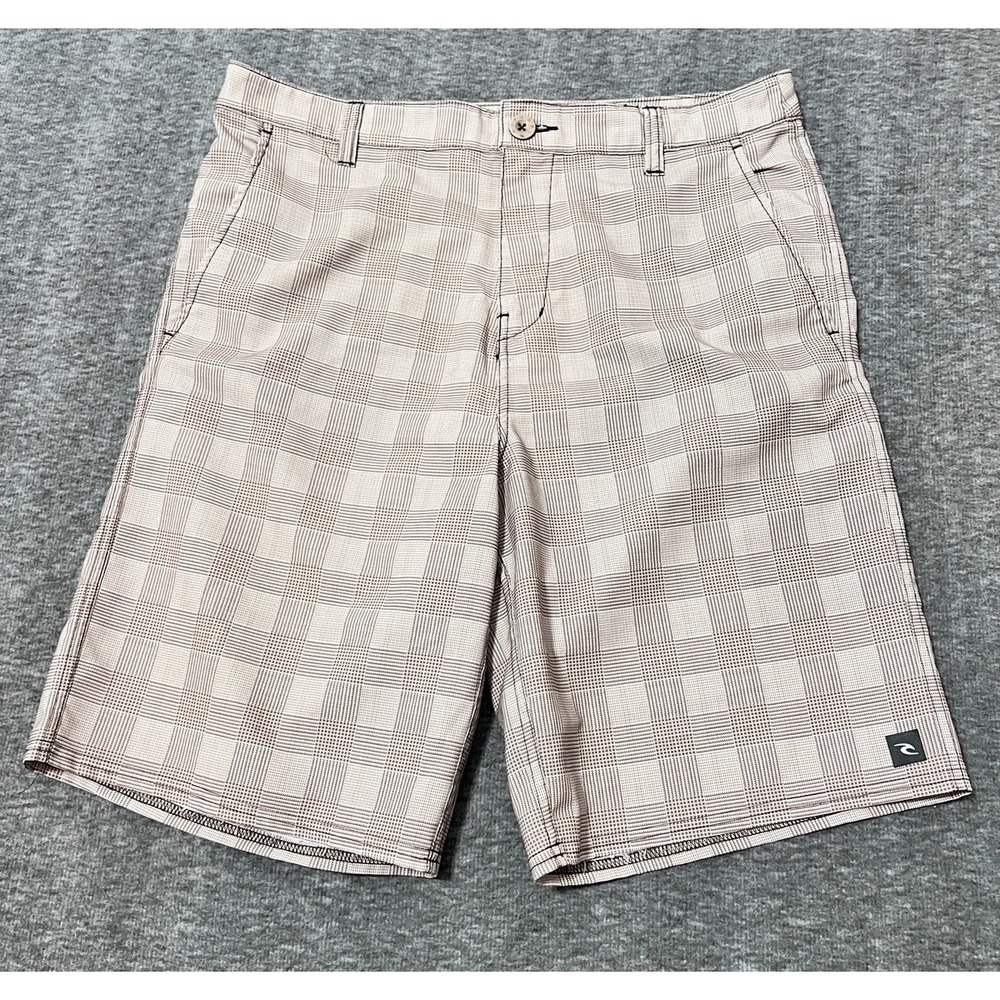 Rip Curl Boardwalk Golf Shorts Mens 33 Brown Plaid Performance Stretch Flat